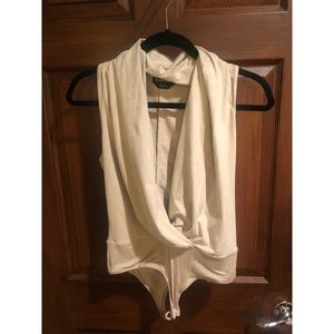 Two pieces sandshell color bodysuit with skirt